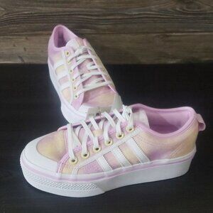 New Adidas Nizza Womens Platform Shoes Size 8 Tie Dye Summer Festival Streetwear